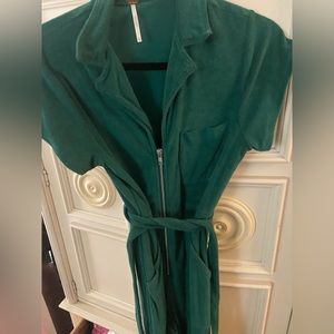 Free People , Green Terry jumpsuit, wide leg